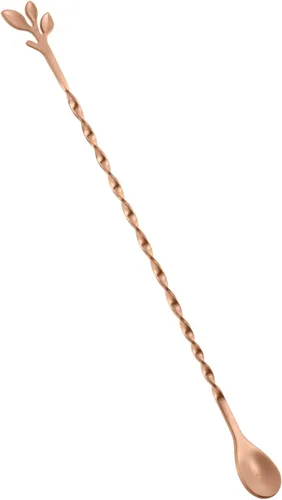 Vista 21 de AnSaw - Cuchara de cóctel de acero inoxidable de 10 pulgadas con mango de hoja, negra - Perfecta para mezclar y estratificar bebidas en vasos altos