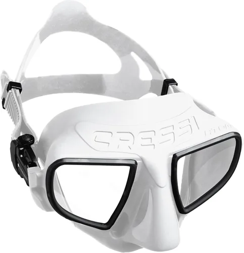Vista 4 de Cressi Máscara de apnea sin marco con volumen interno reducido y forma ergonómica de nariz - Átomo: Hecho en Italia