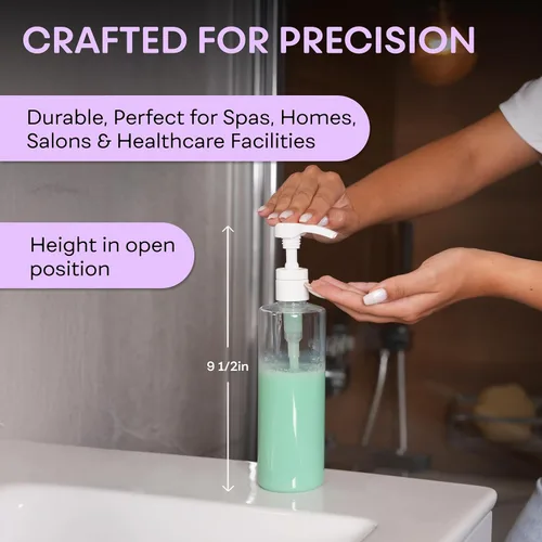 Vista 5 de BRIGHTFROM Botellas vacías de bomba de loción de 16 onzas, recipientes recargables sin BPA, PET de plástico, ideal para jabón, champú, lociones