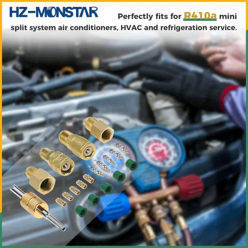 Vista 5 de R410A R134A Adaptadores Mini Split Adaptador Kit de Montaje 5/16" SAE 1/4" SAE Flare, 1/2 Acme 1/4" Hembra a Macho Kit de montaje de latón