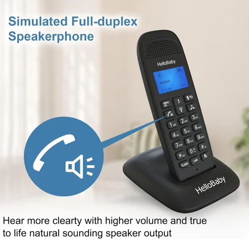 Vista 8 de HelloBaby DECT 6.0 - Teléfono inalámbrico para el hogar/oficina con 2 auriculares, bloqueo avanzado de llamadas, teléfono inalámbrico expandible