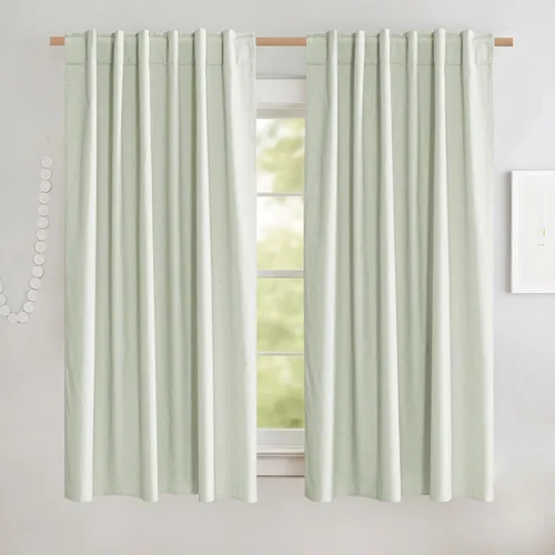 Vista 19 de NICETOWN Cortinas de lino 100% opacas para sala de estar con forro blanco aislado térmico, 52 pulgadas de ancho, 2 paneles, cortinas de 84 pulgadas