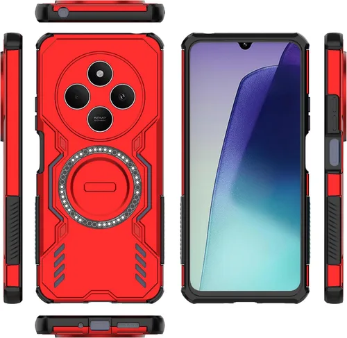 Vista 41 de Funda compatible con Motorola Edge 50, compatible con carga inalámbrica MagSafe [PC + TPU] 2 en 1 funda magnética protectora anticaída para Rojo