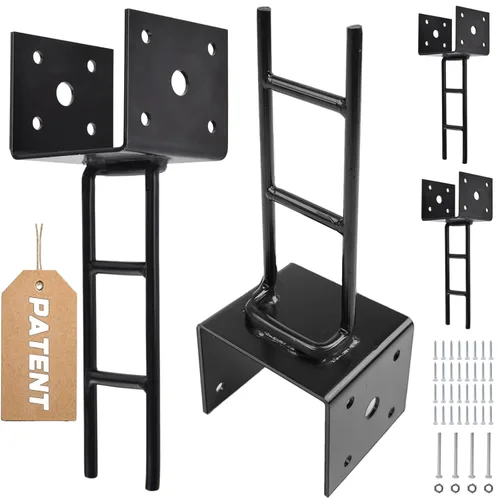 Paquete de 4 anclajes de poste en forma de U, base de poste de 4 x 4 pulgadas para hormigón, producto patentado de diseño, calibre 11, 0.118