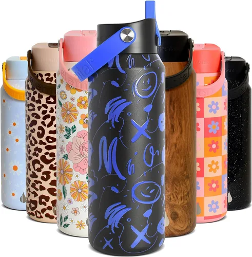 Vista 33 de Elemental Core - Botella de agua de acero inoxidable de 24 onzas con Beige