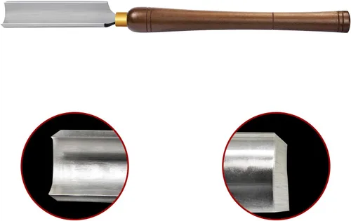 Vista 3 de Cincel de torno de gubia de huso HSS de 2 pulgadas, herramientas de torneado de torno de madera con mango de madera de haya