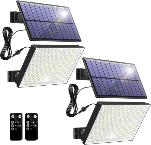Vista 8 de 400LED Luces Solares para Exteriores, Luces de Inundación Solares Impermeables IP67, Luz Exterior con Sensor de Movimiento y Control Remoto de 3