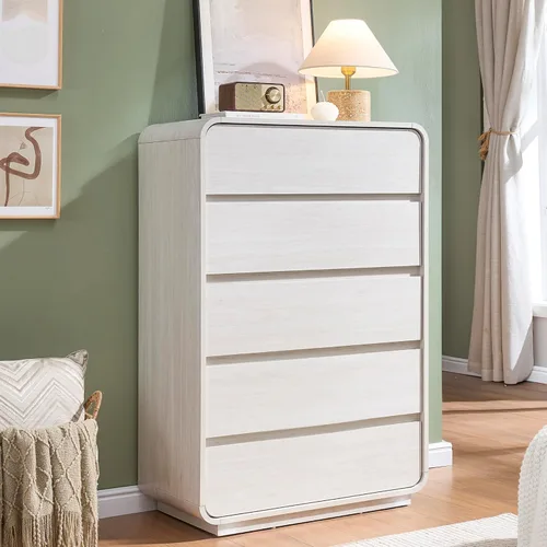 Vista 13 de Standifurno Cómoda de 29.5'' de Ancho para Clóset, Cajones Negros con Diseño Curvo, Cajonera con 5 Cajones, Cajón Vertical con Amplio