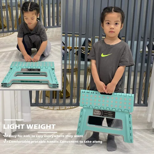 Vista 6 de Taburete plegable – 9 pulgadas de altura – soporta hasta 300 libras, taburete plegable ligero y lo suficientemente resistente como para apoyar a