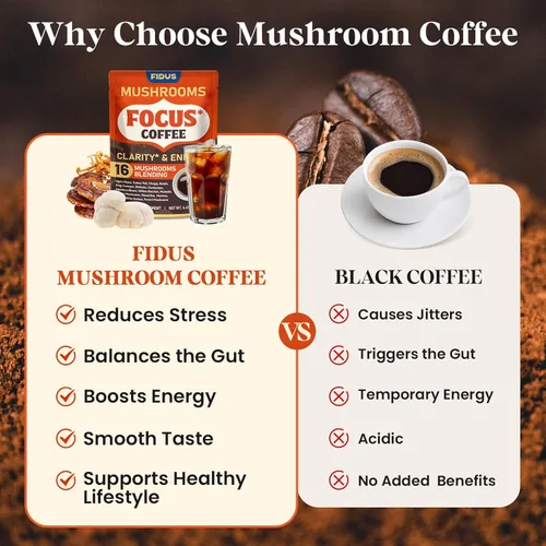 Vista 5 de Fidus Café de hongos con adaptógenos + gotas de gordolobo para apoyo pulmonar e inmunológico, mezcla 16 en 1 con ashwagandha y 7 extractos
