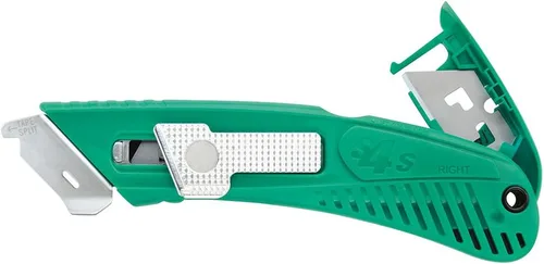 Vista 2 de Pacific Handy Cutter S4SR Cortador de seguridad autorretráctil con protector de metal fijo, divisor de cinta sin cuchillas, protector de acero