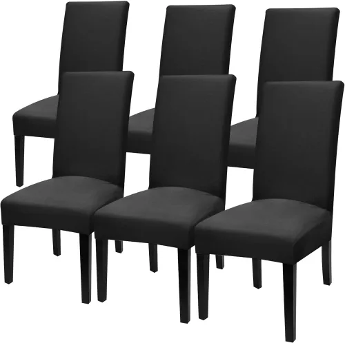 Vista 36 de Fuloon Paquete de 4 Fundas Protectoras para Asientos de Sillas de Comedor Súper Ajustadas Elásticas Extraíbles Lavables Cortas para Hotel, Comedor
