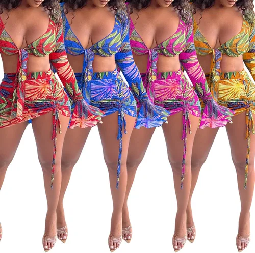 Vista 5 de Zoctuo Floral Vacation Outfit Halter Mini Dress for Women Summer Casual Brunch