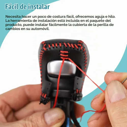 Vista 6 de LEXLEY Funda de palanca de cambios de cuero para Dodge 2015-2023 Charger Challenger, 2016-2023 Durango - Costuras negras Puntadas negras.