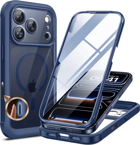Vista 35 de Miracase Glass Series - Funda para iPhone 11 de 6.1 pulgadas, funda resistente de cuerpo completo mejorado con protector de pantalla de vidrio Negro