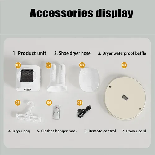 Vista 6 de Mini secadora multifuncional 3 en 1 para ropa, secadora de botas para botas de trabajo, calentador de escritorio, secadora de ropa, calentador