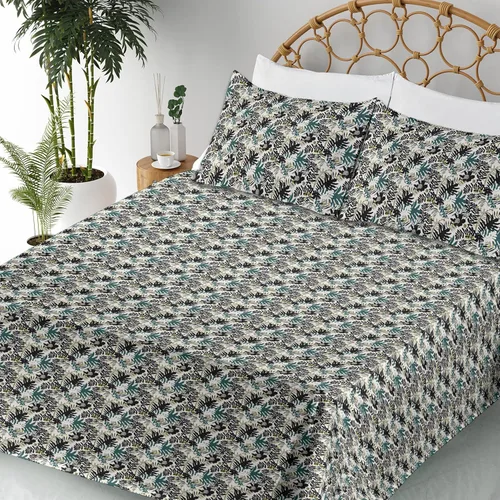 Vista 41 de Ambesonne Skull Sheet Set, Goth Roses Floral Skeleton Head Day of The Dead Ethnic Mexican Inspired, Fitted and Flat Sheet with Pillowcases Bedding