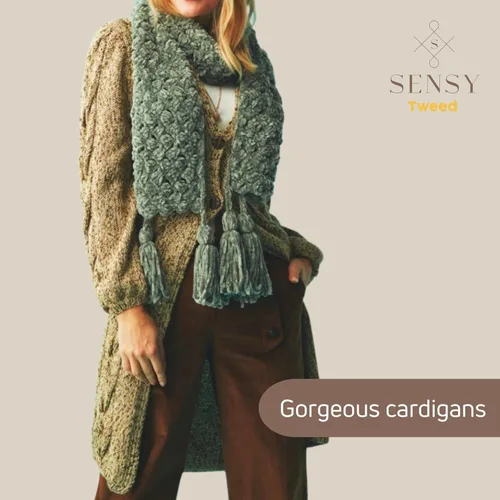 Vista 3 de Sensy Tweed - Ovillo de lana de tweed, 3.5 onzas, 214 yardas, calibre 4 mediano (azul)