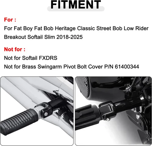 Vista 2 de PSLER Estriberas de pie izquierdo y derecho de calle, Softail para pasajeros, soportes para modelos Softail Deluxe Heritage Sport Glide Softail Slim