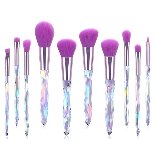 Vista 8 de Kingtree Juego de brochas de maquillaje, 10 brochas de maquillaje de cristal, base sintética de primera calidad, correctores de polvo, sombra