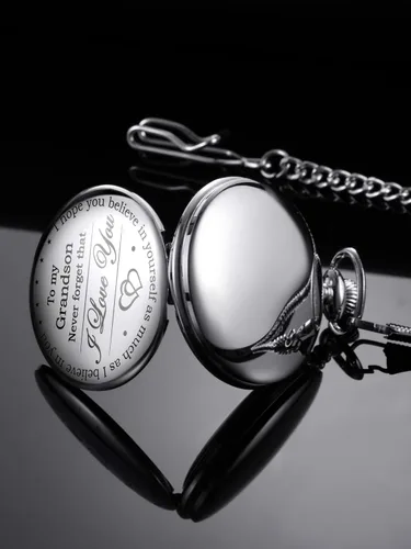 Vista 5 de Hicarer Reloj de bolsillo con texto en inglés "I Love You to Grandson" de parte del abuelo