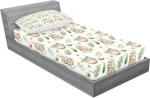 Vista 28 de Ambesonne - Juego de sábanas bajeras y fundas de almohada, diseño primaveral de acuarelas con jardín de hierbas y flores, juego de 4 piezas