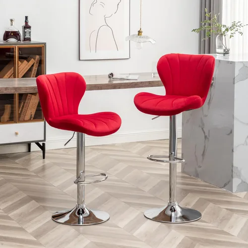 Vista 27 de Roundhill Furniture Ellston - Taburetes de bar giratorios ajustables de terciopelo, color gris, juego de 2, color gris