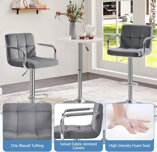 Vista 210 de Yaheetech - 4 taburetes de bar ajustables para mostrador de cocina, taburetes de bar/mostrador, silla de comedor giratoria hidráulica de piel Marrón