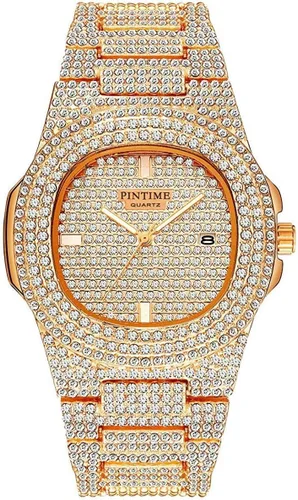 Vista 18 de Gosasa Reloj de Moda Hip Hop para Hombre, con Detalles de Cristal, Reloj Bling Bling, Caja Rectangular, Correa de Pulsera de Acero Inoxidable, Reloj