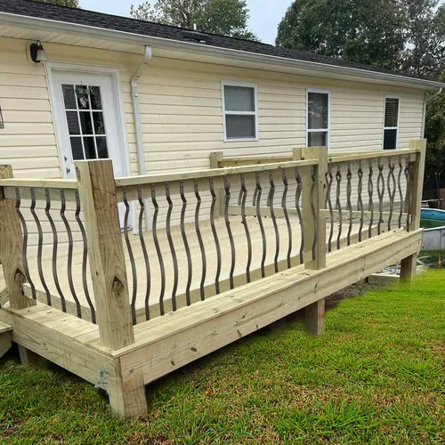 Vista 3 de Akenow Paquete de 51 balaustres de cubierta de 32.25 x 1, husillos de cubierta de metal con tornillos, balaustres de hierro para barandillas