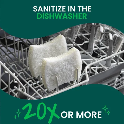Vista 7 de Scotch-Brite Greener Clean - Esponja antiarañazos para limpieza, esponja para lavar platos, limpieza de cocina, rendimiento superior y fabricada