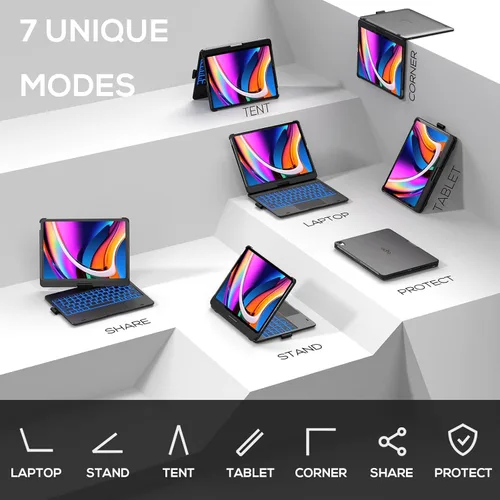 Vista 7 de typecase Funda con teclado táctil con trackpad para iPad Air de 11 pulgadas (M3 2025 / M2 2024) 2024: rotación de 360° - retroiluminación de 11