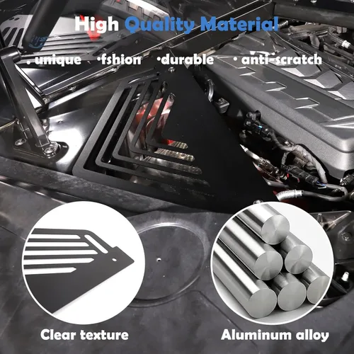 Vista 4 de Cubierta de panel de bahía de motor compatible con Chevrolet Corvette C8 2020-2023, cubiertas traseras de aleación de aluminio para motor izquierda