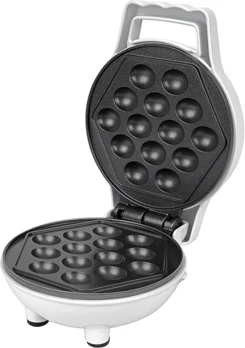 Vista 7 de Bubble Mini Waffle Maker- Valentine Breakfast w Tiny Hong Kong Egg Style Design, 4" Individual Waffler Iron, Electric NonStick Baker w Recipes - Ice