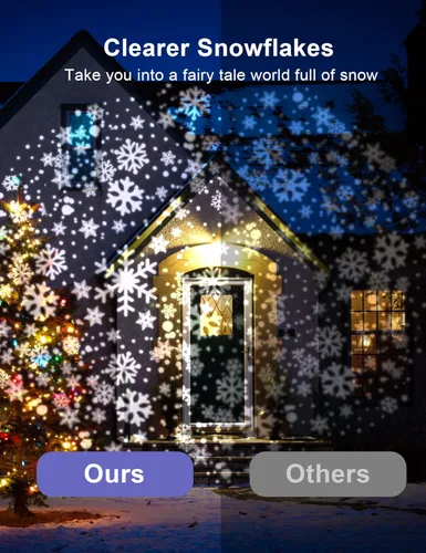 Vista 7 de Luces de proyección de copo de nieve de doble cabezal navideño, ZBPP luces LED navideñas para exteriores IP65 impermeables, lámpara de nieve