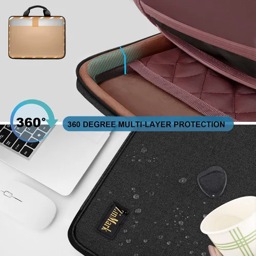 Vista 4 de Funda para laptop de 15.6 pulgadas, protección de grado militar con bolsa de cinturón desmontable, compatible con todos los modelos de MacBook Pro