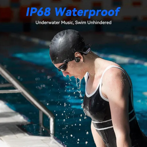 Vista 7 de Voistek Auriculares Bluetooth de conducción ósea con micrófono, reproductor MP3 integrado de 32 GB para natación, auriculares impermeables IP68