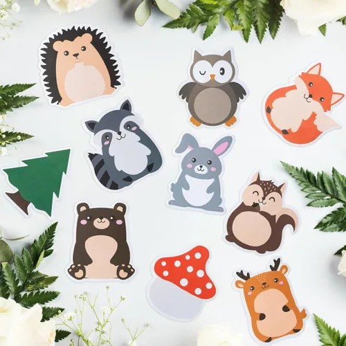 Vista 3 de Xqumoi 30 paquetes de notas adhesivas con animales del bosque, total 600 hojas, notas autoadhesivas con forma de búho, ardilla y conejo de dibujos