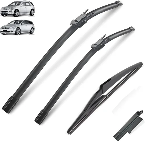 Car Wiper Front Rear Wiper Blades Set Compatible with Mercedes Benz R M ML Class W251 W164 Windshield Windscreen Window 28"+21"+12"