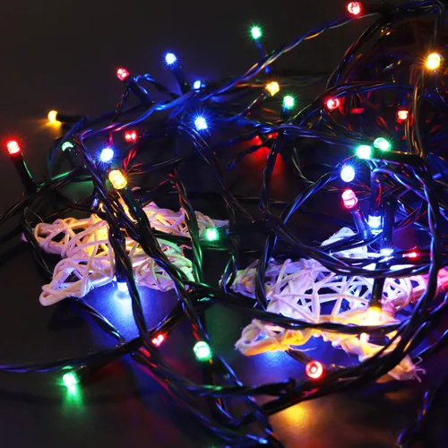 Vista 2 de Tira de luces LED de Navidad para interiores/exteriores, cable verde oscuro, 8 efectos de luz, bajo voltaje, para festival, jardín, árbol