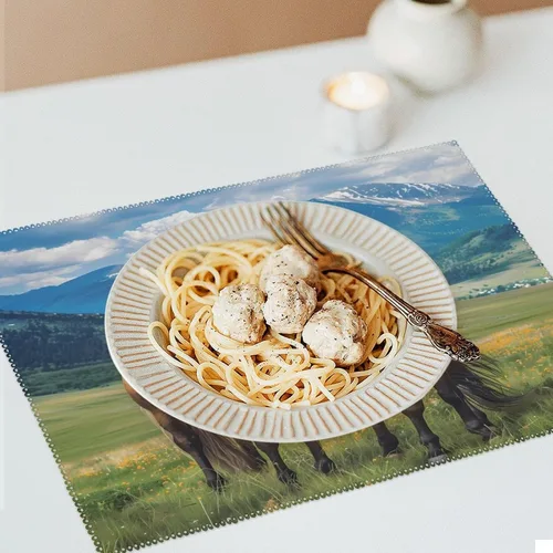Vista 6 de Playful Horses in The Valley Placemats Set of 6 Resistant Table Mats Washable Place Mats for Dinner Party Table Decoration