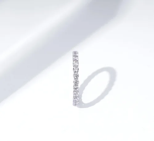 Vista 6 de Tienda Essentials Platinum or Gold Plated Sterling Silver All-Around Band Ring set with Round Infinite Elements Cubic Zirconia