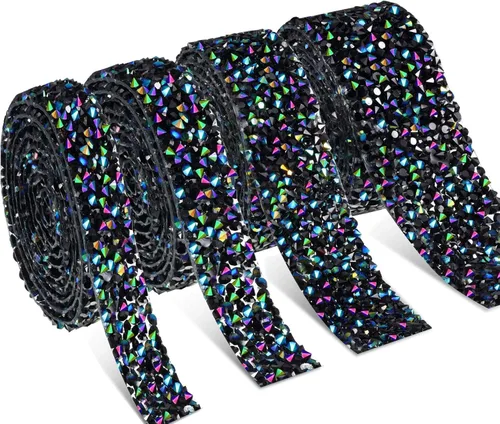 Vista 26 de Dowarm Cinta de diamantes de imitación de 3 yardas, rollo de cinta de diamantes de imitación, envoltura de malla con diamantes de imitación Plata