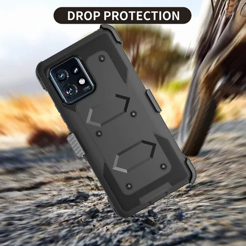 Vista 2 de Takfox Funda para Moto Edge Plus 2023, para Motorola Edge+ (2023) 5G UW, funda con clip para cinturón de cuerpo completo, protección de grado Negro