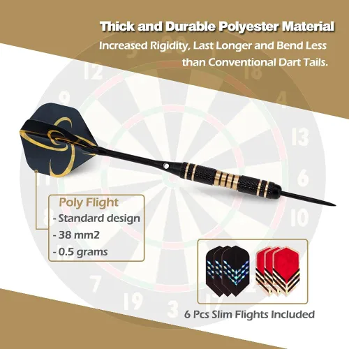 Vista 3 de Vuelos de dardos estándar, 40 juegos, 120 piezas, alas de cola de plumas de repuesto duraderas de PET y láser, kit de accesorios para dardos