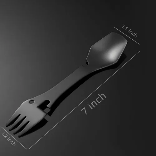 Vista 2 de 2 Pack Camping Spork Multi-Function Fork Spoon 5 in 1 Stainless Steel Spork, Fork & Knife, Can Opener Combo Camping Utensil for Picnic, Travel
