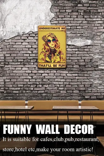 Vista 3 de Underestimate Me That'll Be Fun - Cartel de metal con texto en inglés «Underestimate Me That'll Be Fun», texto divertido para mujeres, BFF