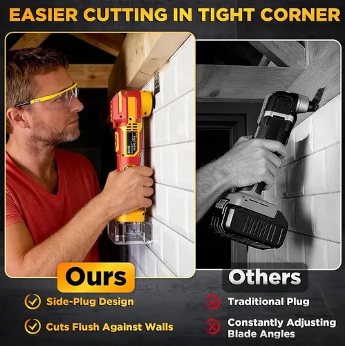 Vista 3 de Multiherramienta oscilante inalámbrica compatible con batería DeWalt de 20 V (solo herramienta), 21000 OPM sin escobillas, ángulo de giro de 4.5°