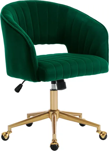 Vista 20 de Silla de oficina para el hogar, silla giratoria de terciopelo para escritorio, sillón de acento tapizado, sillas modernas capitoneadas con base