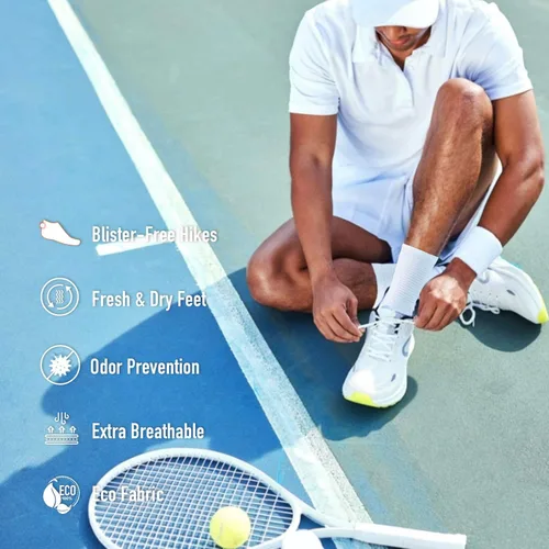 Vista 5 de BRISIRA Coolmax - Calcetines de compresión de bambú para correr, 3 pares, control de olores atléticos, amortiguadores de senderismo, con pestaña sin